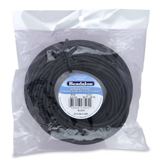 Beadalon&#xAE; 4mm Black Rubber Tubing, 25m